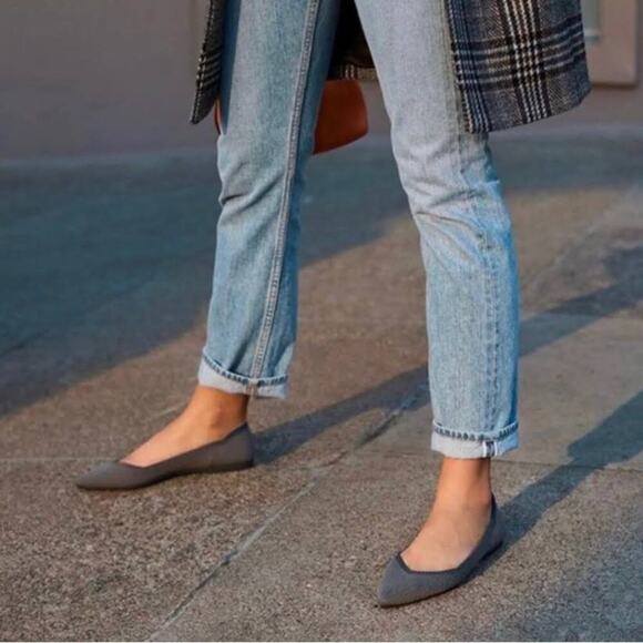Rothy’s‎ The Point Pointed Toe Flats Cloud Grey Bird Eye Size 7.5 - Picture 1 of 9